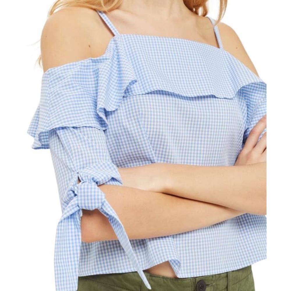 Topshop Gingham Off-the-shoulder Top